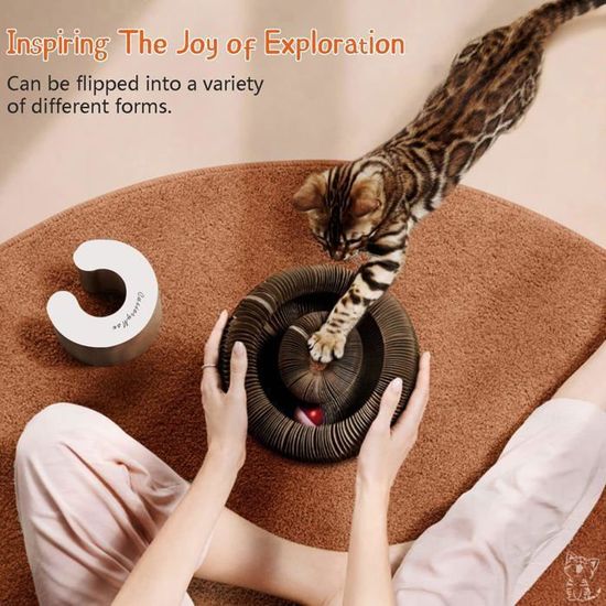 Griffoir Interactif Pour Chat - Jouet Puzzle Pliable Avec Bille à Chasser, Design Magnétique