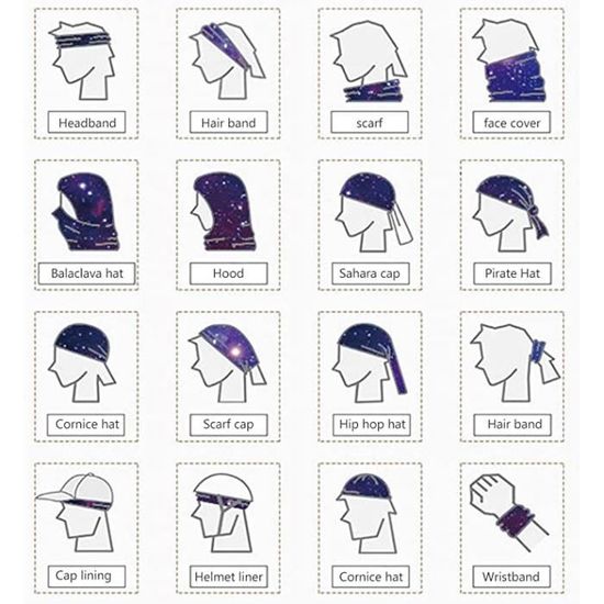 Lunettes Unisexe Léger Moisture Wicking respirant réutilisable Bandana