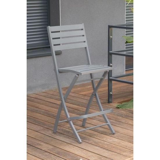 Chaise pliante Gris cm x H110 de jardin haute Marius 46 thsQdr