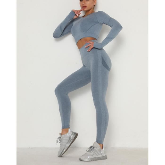 Ensemble 2 pièces de combinaison personnalisée à manches longues et imprimé  teint par nouage pour femme, joli brassière + pantalon de yoga à taille  haute sans couture ensemble de tenues de sport