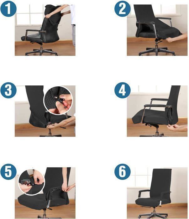 Housse De Chaise De Bureau Extensible Avec Accoudoirs, Durable