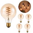 4xEdison Lightbulb LED Lampe à incandescence boule rétro 4W Lampes globe antiques décoratives G80 Ampoule à filament Nouveau style-0