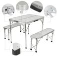 Ensemble Table + 2pcs Banc de Jardin en Aluminium - YOULUOLI - Moderne et Simple - Pliable - Léger-0