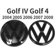 Lot de 2pcs Insigne logo emblème avant grill -arrière coffre noir brillant pour Volkswagen VW golf 4 IV 2004-2008-0