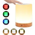 Lampe de Chevet à Capteur en bois Tactile LED Veilleuses USB Ajustable 6 Couleurs Lumière Douce Décorations d'intérieur-0