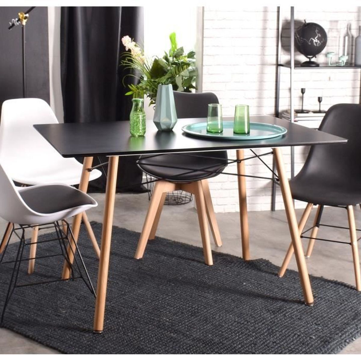 Table à manger 120x80x71cm Blanche MDF Bois Scandinave Design