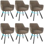 WAFTING Lot de 6 Chaises de Salle à Manger Pivotantes avec Accoudoirs, Rotation à 180°, Chaises de Cuisine en Velours, Marron