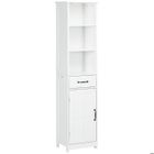 Meuble salle de bain colonne - kleankin - 3 compartiments ouverts, tiroir et étagère réglable - 40 x 30 x 164 cm - blanc