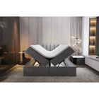 TRADA Lit adulte 180x200 cm PALERMO - avec matelas ressorts intégrés, rangement et surmatelas - tissu velours – gris