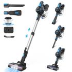 INSE Aspirateur balai sans fil pour poils d'animaux, tapis, voiture.bleu,6 en 1,65 DB, 55 mins d'autonomie,50KPa,250W