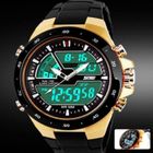 SHARPHY® Superbe Montre Homme de Marque Sport LED Numérique Analogique Double affichage étanche militaire doré