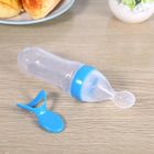 Biberon en silicone VINGVO pour bébé de 90 ml avec cuillère pour céréales - Bleu