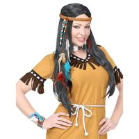 Kit accessoires indien sauvage adulte - Coloré - Femme - Plumes blanches, bleues et marron