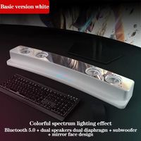 Barre de son pour ordinateur de jeu - Haut parleur Bluetooth - Caisson de basses - 2022 mAh - Blanc