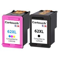 62XL - Pack de 2 cartouches d'encre compatibles avec HP 62 XL - cartouche HP 62 CARTOUCHINK Noir et Couleurs