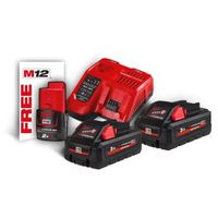 Pack de 2 batteries 18V M18 HNRG HIGH OUTPUT™ 3 Ah+ chargeur M12-18 FC - MILWAUKEE - 4933471071