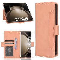 Etui Pour Samsung Galaxy Z Fold5 5G,Rose Housse téléphone Portefeuille Magnétique en Cuir PU Flip Etui, avec 5 Fentes pour Carte