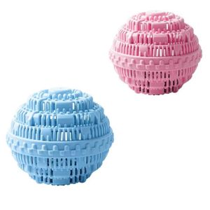 Lot de 2 boules de lessive - Boules de lessive naturelles non chimiques  pour machine à laver - Boule de lavage écologique et alternative au  détergent pour 2000 lavages (bleu clair)