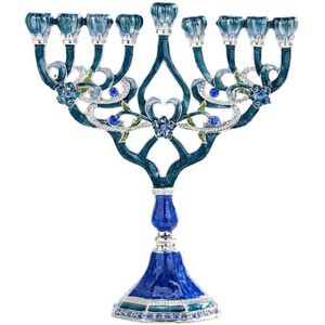 BOUGEOIR À 9 branches cristaux bijoux Hanoukka Menorah or 24 carats