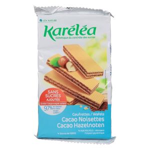 BISCUITS DIÉTÉTIQUES Karéléa Biscuits Sans Sucres Ajoutés Gaufrettes Cacao Noisettes 200g