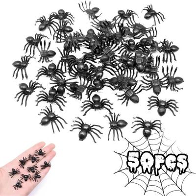 Zhourta Simulation Araignée Noire Halloween Parodie Scène d'Insectes Accessoires Modèle Fausses Araignées Décoration d'Araignée Halloween Ornements