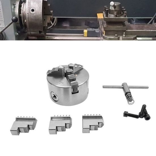 Mandrin à 3 Mors Z011 Pour Tour à Métaux - Alliage Zinc - Serrage 1.8-56mm / 12-65mm - Pour Mini Tours - 2