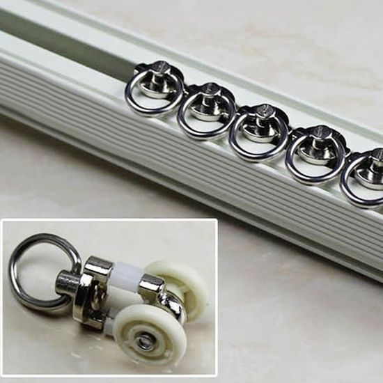 Lot De 88 Rouleaux De Rail Pour Rideau – Compatible Tringle En T, Plastique Blanc, 20 Mm