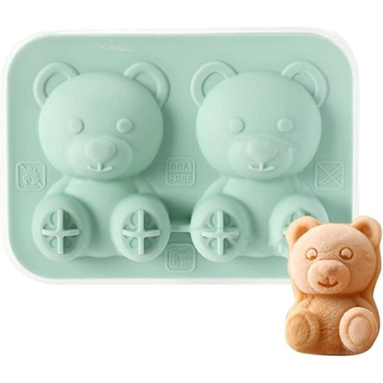 AIFUDA Lot De 4 Moules à Bonbons En Forme D'ours En Gélatine Avec 4 Compte-gouttes, Plateau En