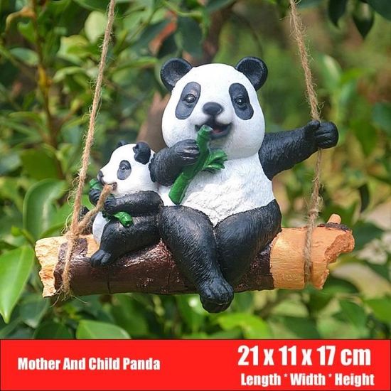 (2 Panda)Statue de jardin créative mignonne en résine, décoration d