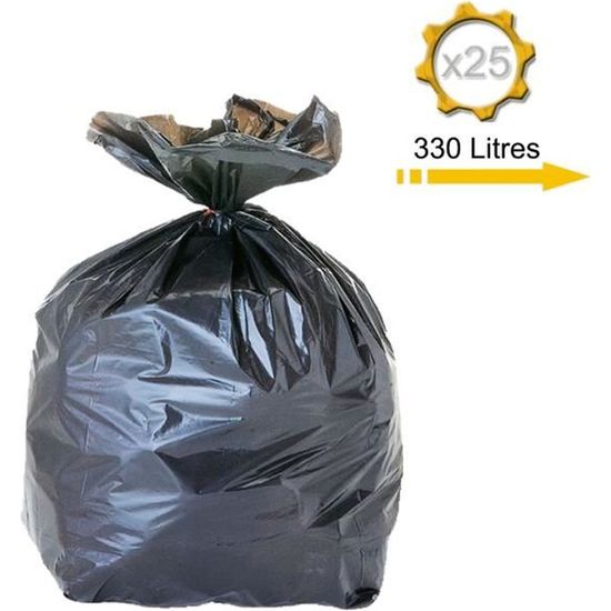 Sacs Poubelle 330 Litres - Lot De 100 Sacs Noirs, Dimensions 46x41x31 Cm, Neufs