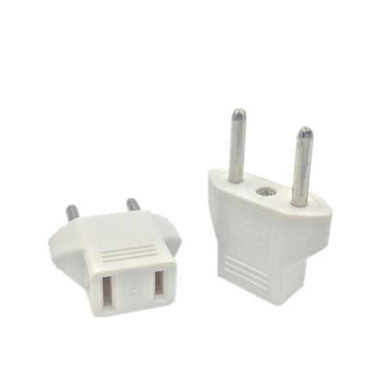 Adaptateur prise Prise americaine a ue 2 trous 5A adaptateur secteur CN a l euro adaptateur de voyage ue Type europeen Type WHITE