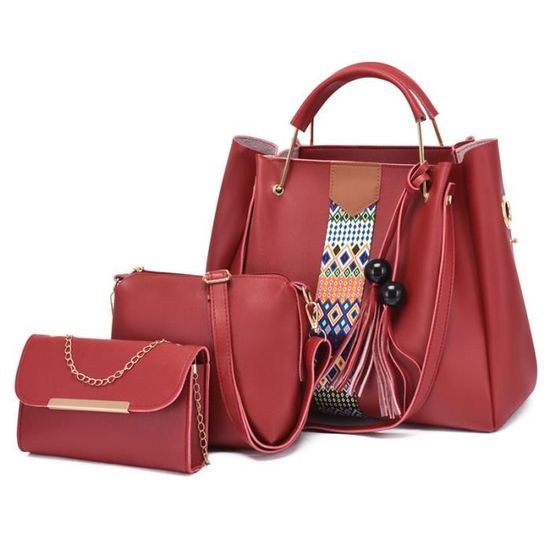 Sac à Main Femme Rouge, Taille Moyenne, Sans Marque - Occasion En Bon état, Porté épaule