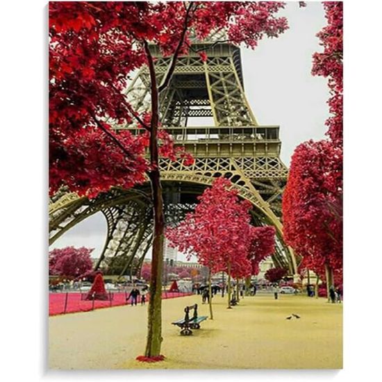 Diamond Painting Tour Eiffel Diamond Painting Kit complet, 5D Peinture Diamant Paysage Bricolage Adultes DIY Peinture Diamant Strass Point de Croix Kit pour décoration Maison 40 x 95 cm 84-h1