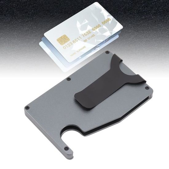 Porte-cartes antivol fin et minimaliste en alliage d'aluminium - Éjection  automatique - Anti-rayures - Pour voyage, bleu, Minimaliste : :  Mode