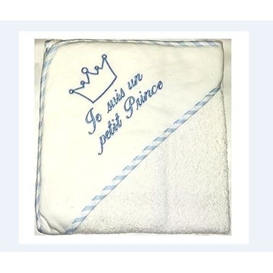 Sortie de bain bébé Cape avec gant - FRUIT DE MA PASSION - NISSANOU - Bleu - 70 cm X 70 cm - éponge 100% COTON