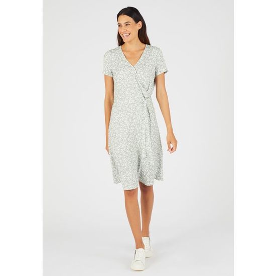 Damart Robe effet cache-coeur viscose stretch Vert Fleuri Vert