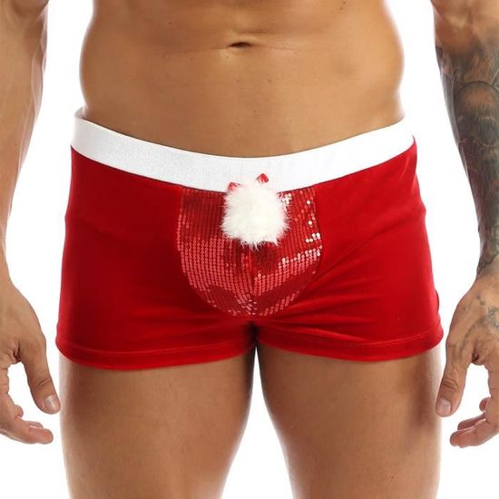 Caleçon Homme Noël En Coton - Imprimé Amusant De Père Noël - Boxer Confortable, Cadeau Rigolo Pour Fêtes