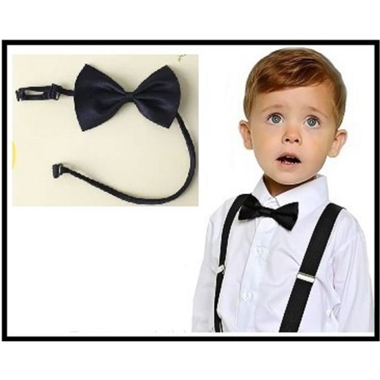 Nœud Papillon Enfant Clj Charles Le Jeune - Noir, Microfibre, Taille 10x5 Cm