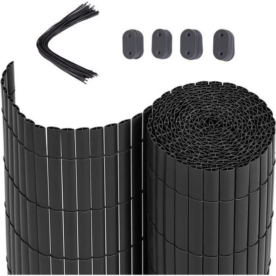 brise vue canisse pvc 400 x 100 cm l x h pour jardin balcon terrasse gris gpf3104g songmics cdiscount jardin