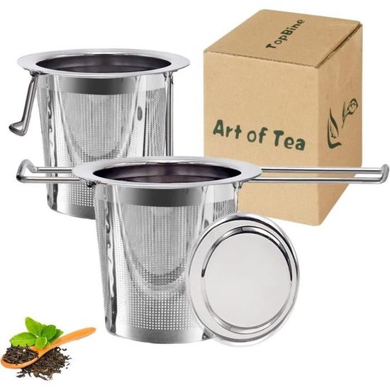 Infuseur à Thé Acier Inox 2 Pièces Infuseur Thé Trou Fin Acier Inoxydable 304 | FindTheDeal Infuseur Thé Avec Couvercle Poignée Pliable