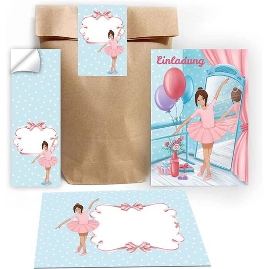 Lot De 12 Cartes D'invitation Anniversaire Fille Avec Cheval - Inclut Enveloppes, Sachets Et Autocollants - 11