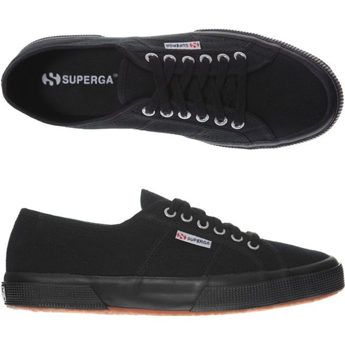 Superga Baskets SUPERGA 2750 Noir Mixte - Toile Textile - Semelle Caoutchouc - Lacets