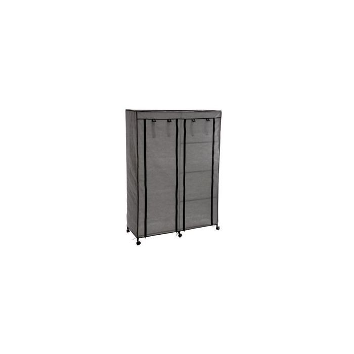 Armoire de rangement avec penderie sur roulettes - Gris - Rangement d'appoint