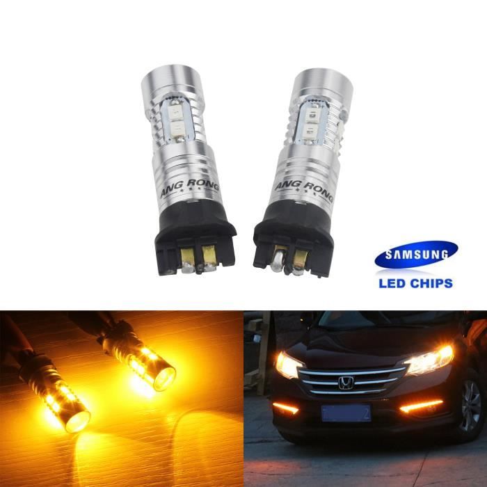 2 Ampoules 10W LED Ambre Feux de Jour Pour Peugeot 208 Citroën C4 VW Golf VII BMW Mercedes Skoda Octavia III