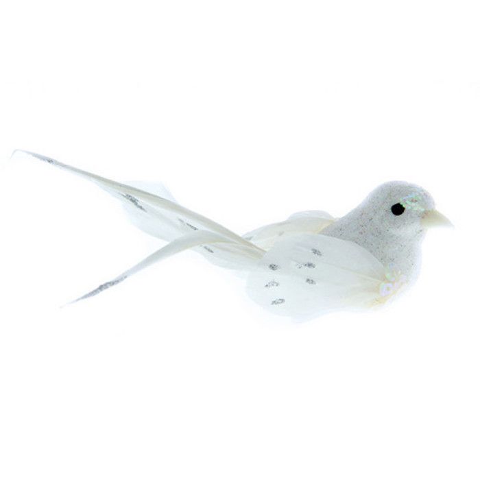 Oiseaux décoratifs Blanc (sur pince) 2 pièces - Artémio