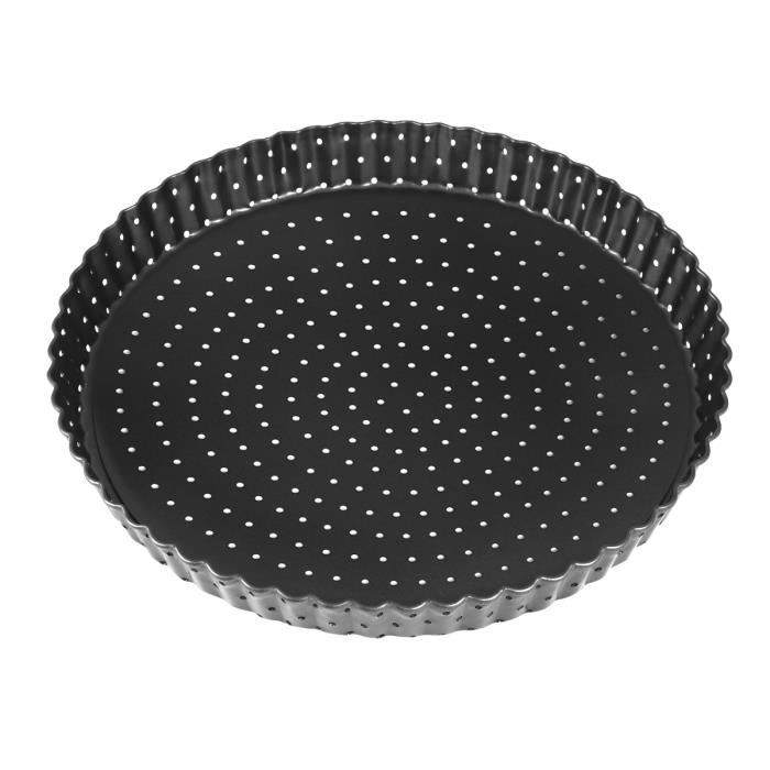 Plat à pizza antiadhésif avec trous Plateau de cuisson à tarte rond Moule à tarte inférieur amovible (grand, 9 pouces)