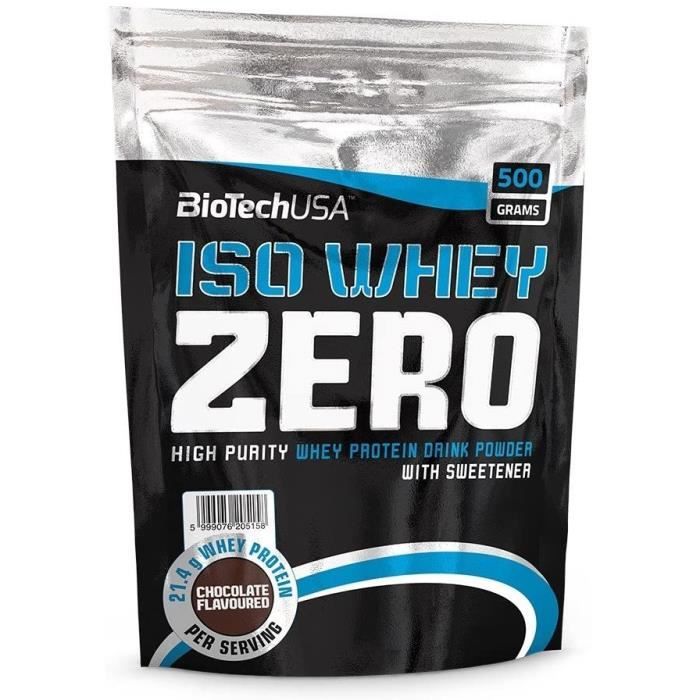 Multi-vitamines et minéraux BioTech USA Iso Whey Zéro 500 g saveur de chocolat 508985