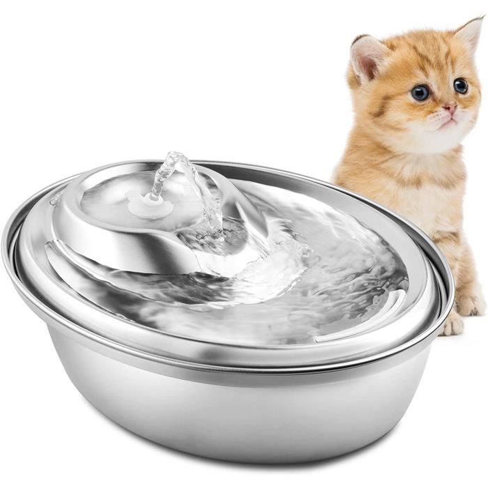 PUPPY KITTY—2L Fontaine à Eau en Acier Inoxydable pour Chats et Chiens ,Distributeur Automatique à Eau Chat Ultra Silencieux
