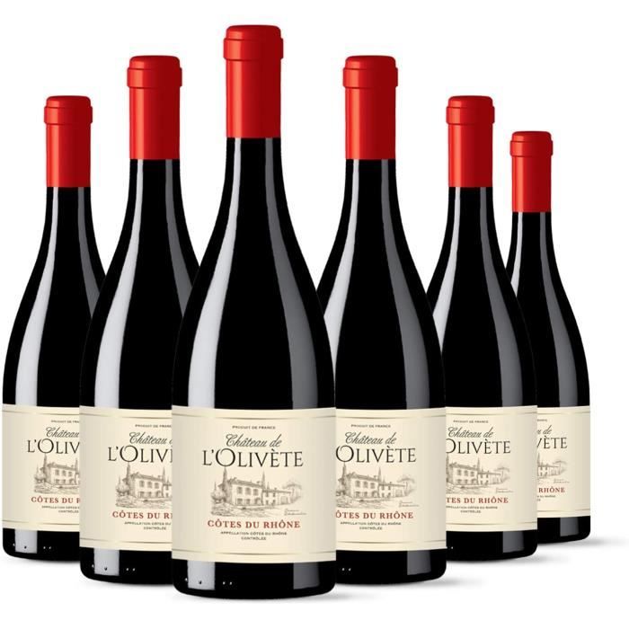 Château de L'Olivete - AOP Côtes du Rhône - Vin Rouge - Millésime 2018 - Lot de 6 bouteilles x 75 cl