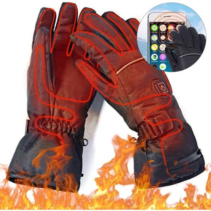 Gants chauffant tactile electrique waterproof pour hiver moto scooter impermeable neige montagne coupe vent